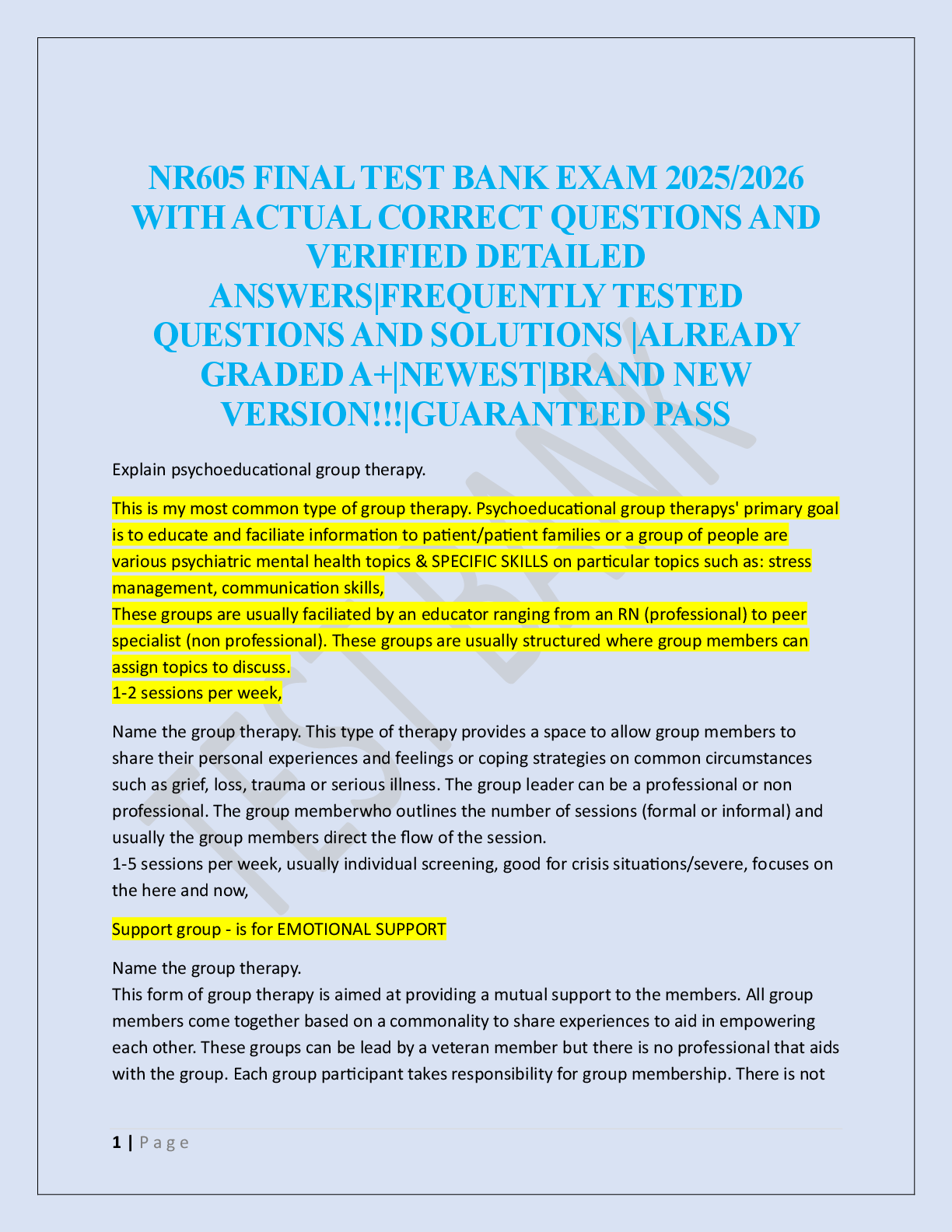 NR605 FINAL TEST BANK EXAM  