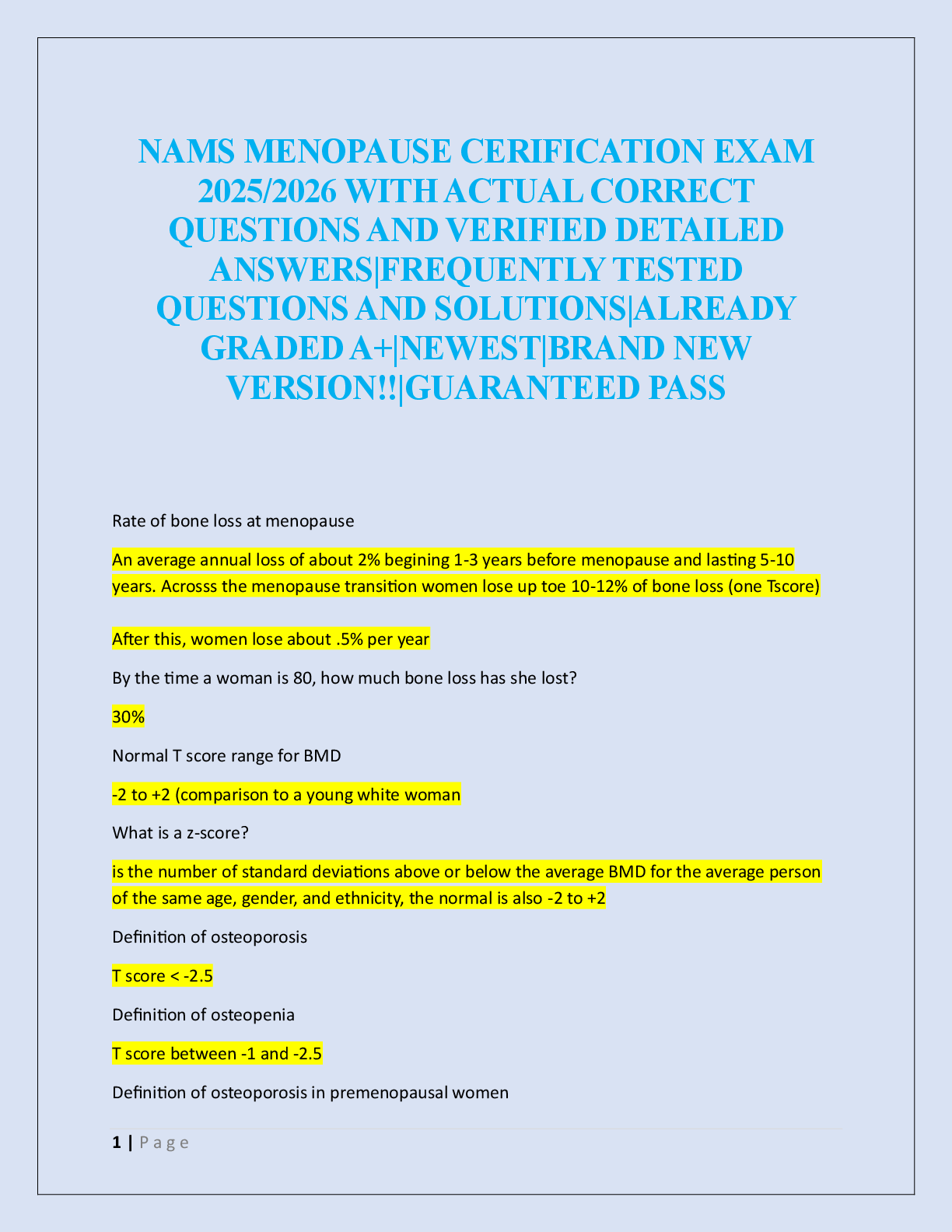 NAMS MENOPAUSE CERIFICATION EXAM   