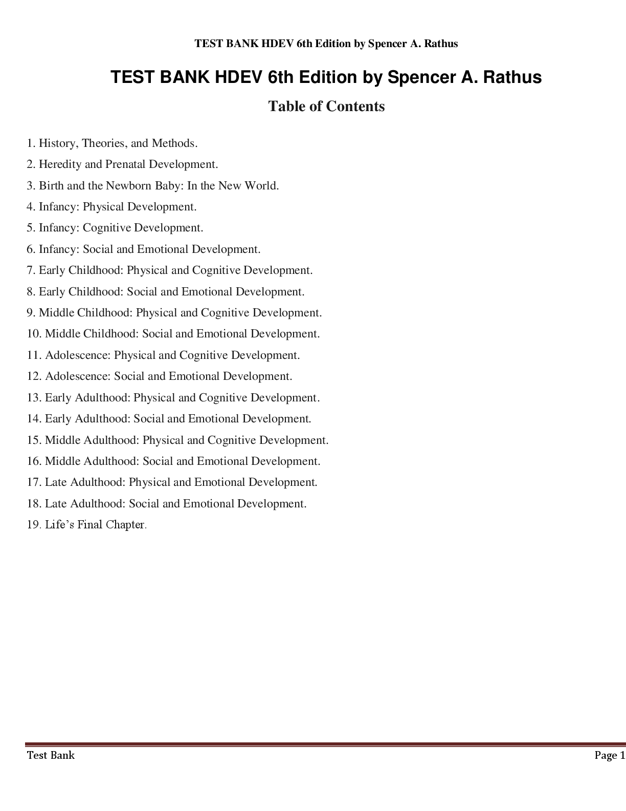 Preview image for TEST BANK HDEV 6th Edition by Spencer A. Rathus