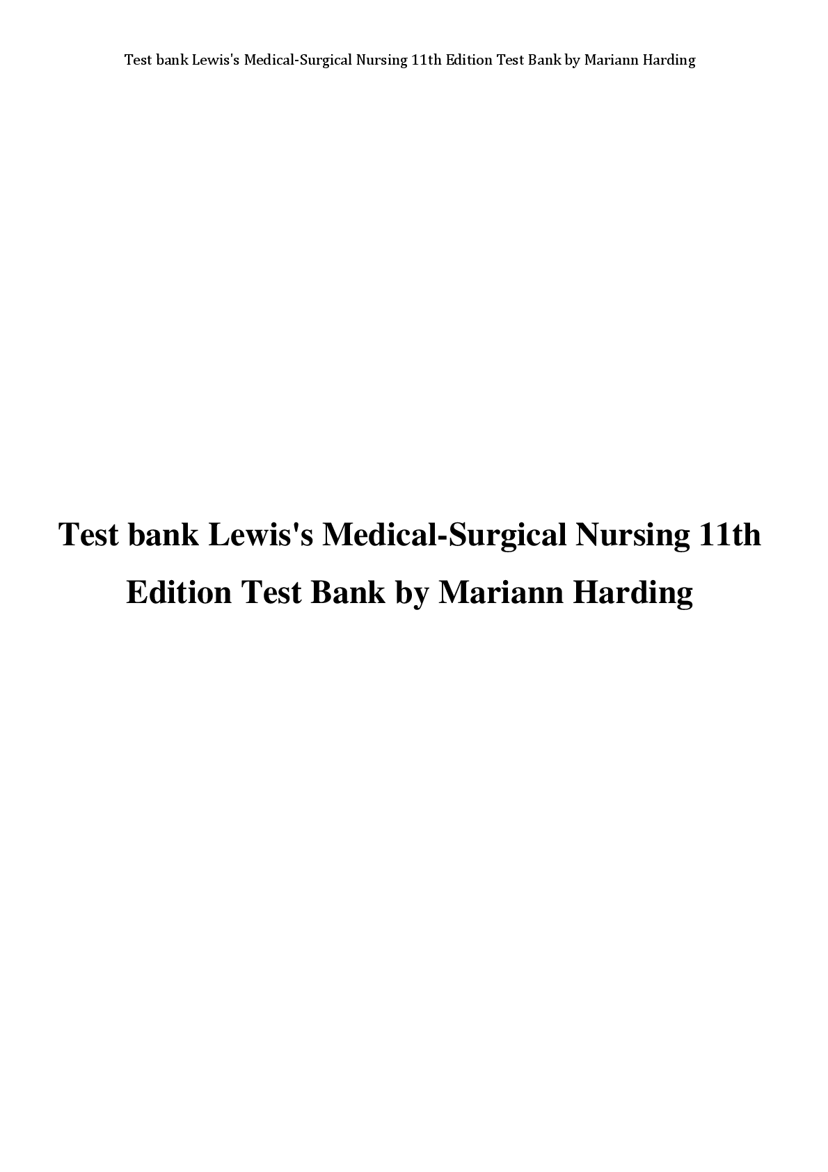 Preview image for Test bank Lewis's Medical-Surgical Nursing 11th  Edition Test Bank by Mariann Harding