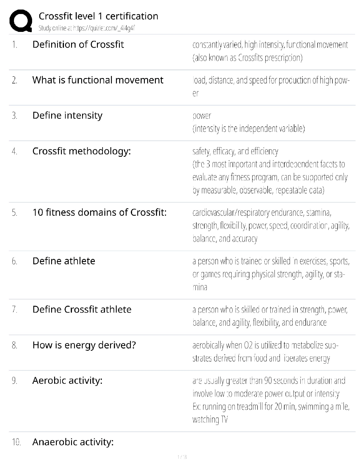 CrossFit Level 1 Certification / Score 100% / 2025 Study Guide & Test Bank
