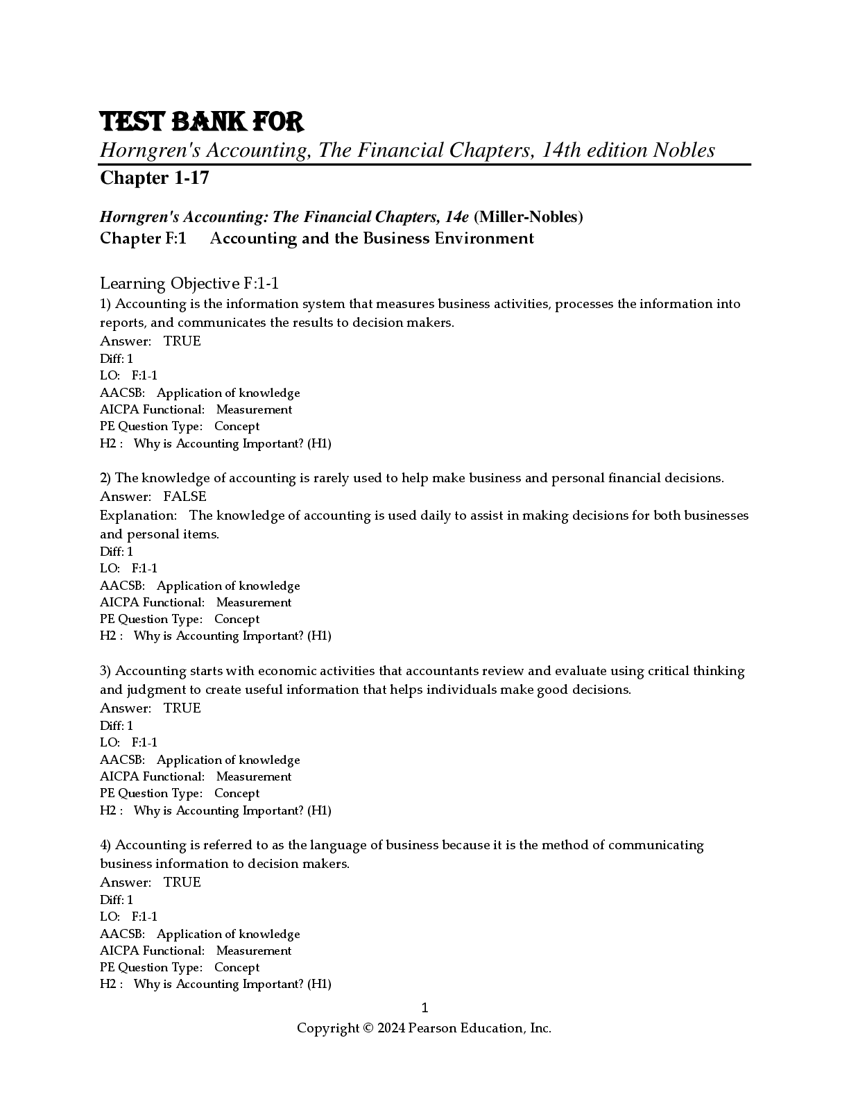 Preview image for Test Bank For   Horngren's Accounting, The Financial Chapters, 14th edition Nobles  Chapter 1-17