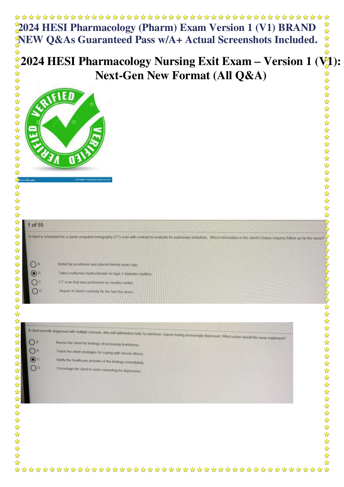 Preview image for 2025/2026 hesi pharmacology nursing exit exam version 1 v1 next gen new format all q a