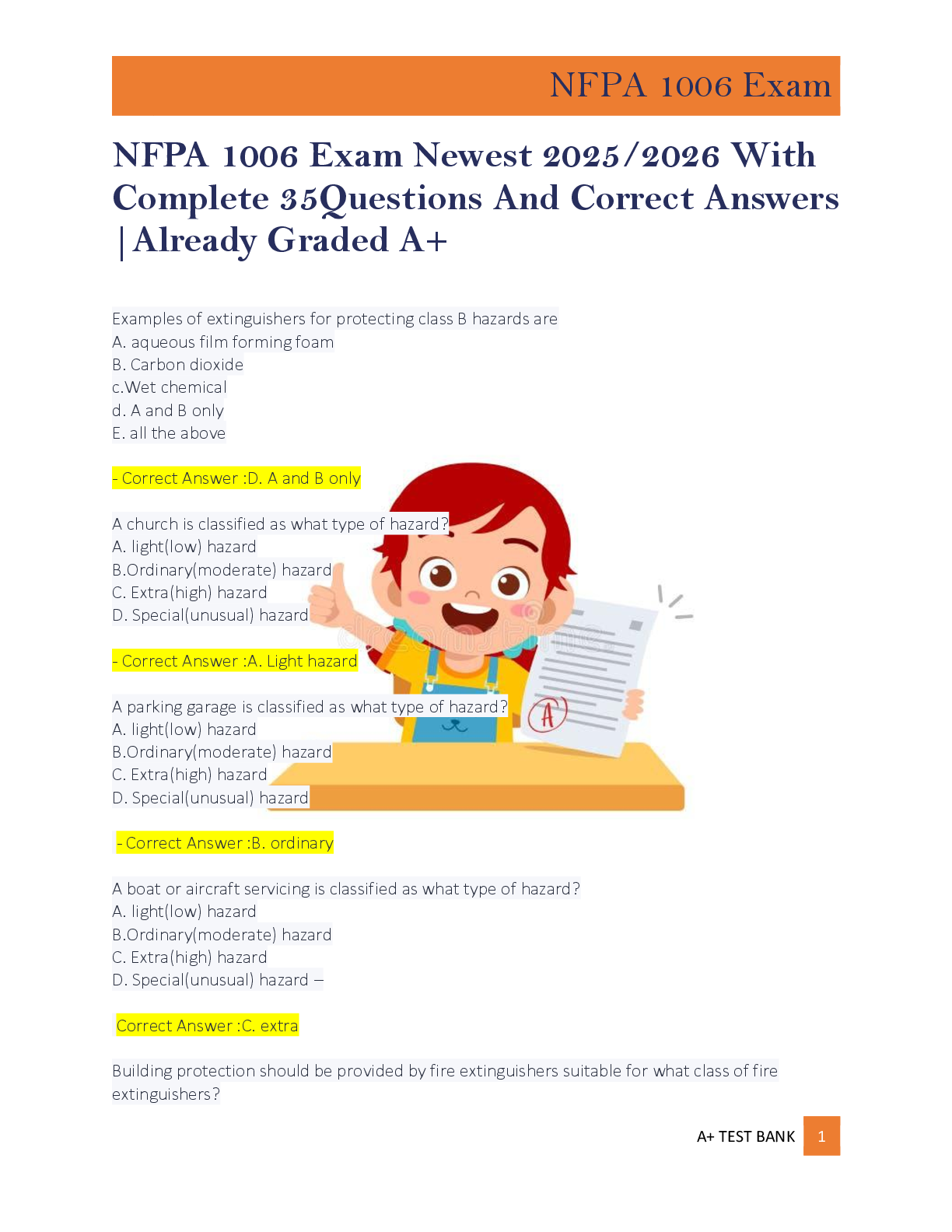 Preview of NFPA 1006 Exam Newest 2025/2026 With  Complete 35Questions And Correct Answers  |Already G