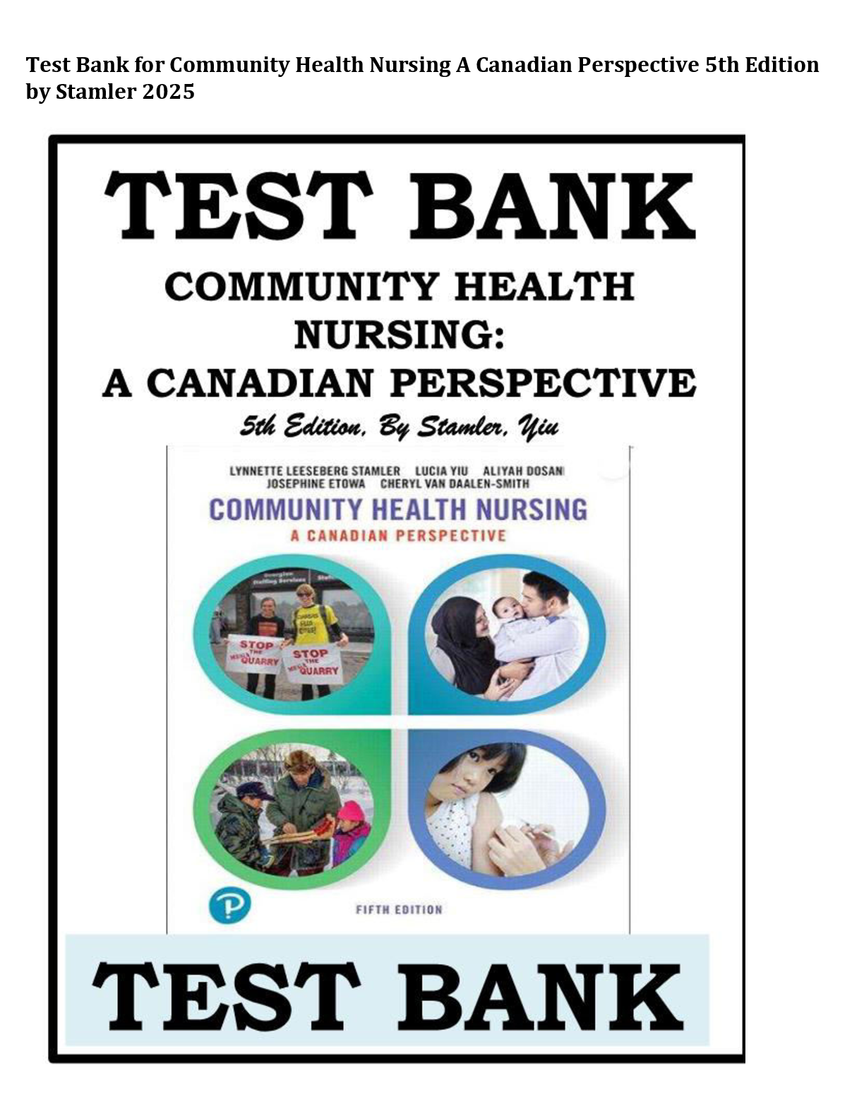 Preview image for Test Bank for Community Health Nursing A Canadian Perspective 5th Edition by Stamler 2025 Complete All Chapters! ALREADY RATED A+ 100% CORRECT ANSWERS
