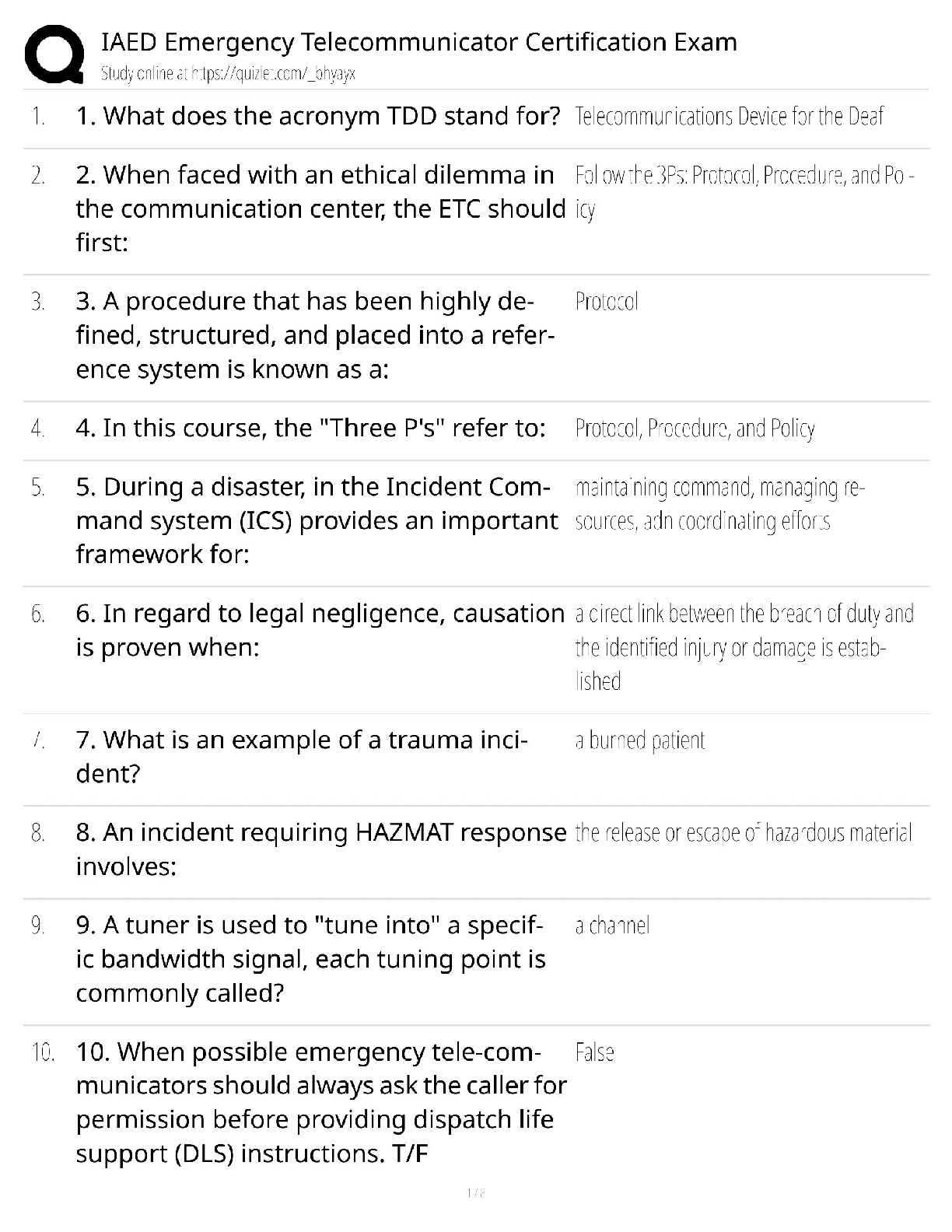 IAED Emergency Telecommunicator Certification / ETC Exam Guide / 2025 Update / Score 100%
