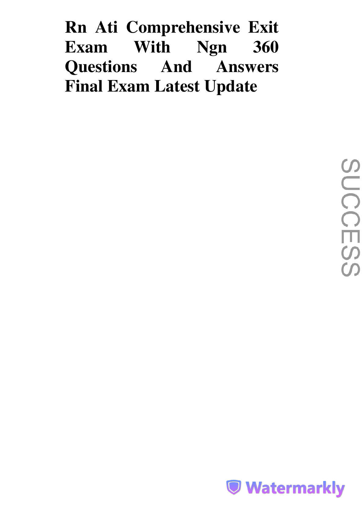 Preview image for Rn Ati Comprehensive Exit Exam With Ngn 360 Questions And Answers  Final Exam Latest Update