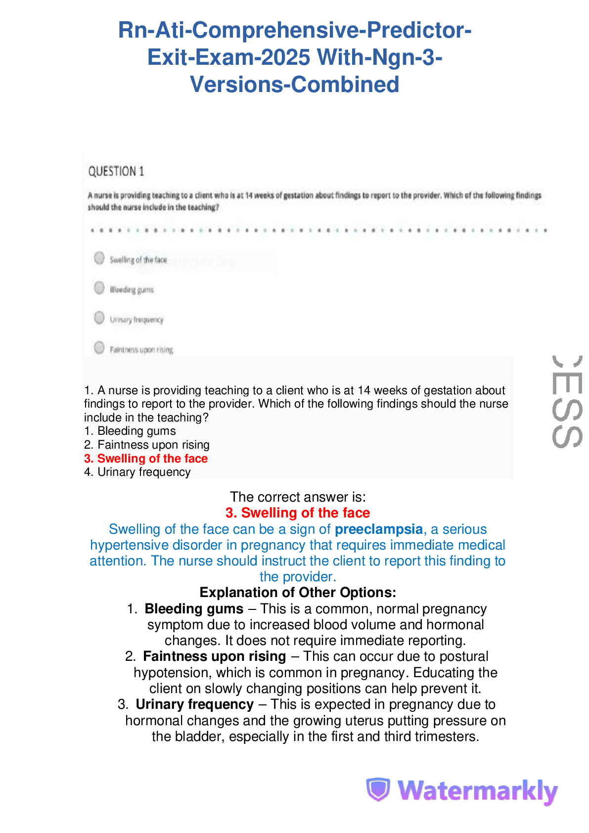 Preview image for Rn-Ati-Comprehensive-Predictor Exit-Exam-2025 With-Ngn-3 Versions-Combined