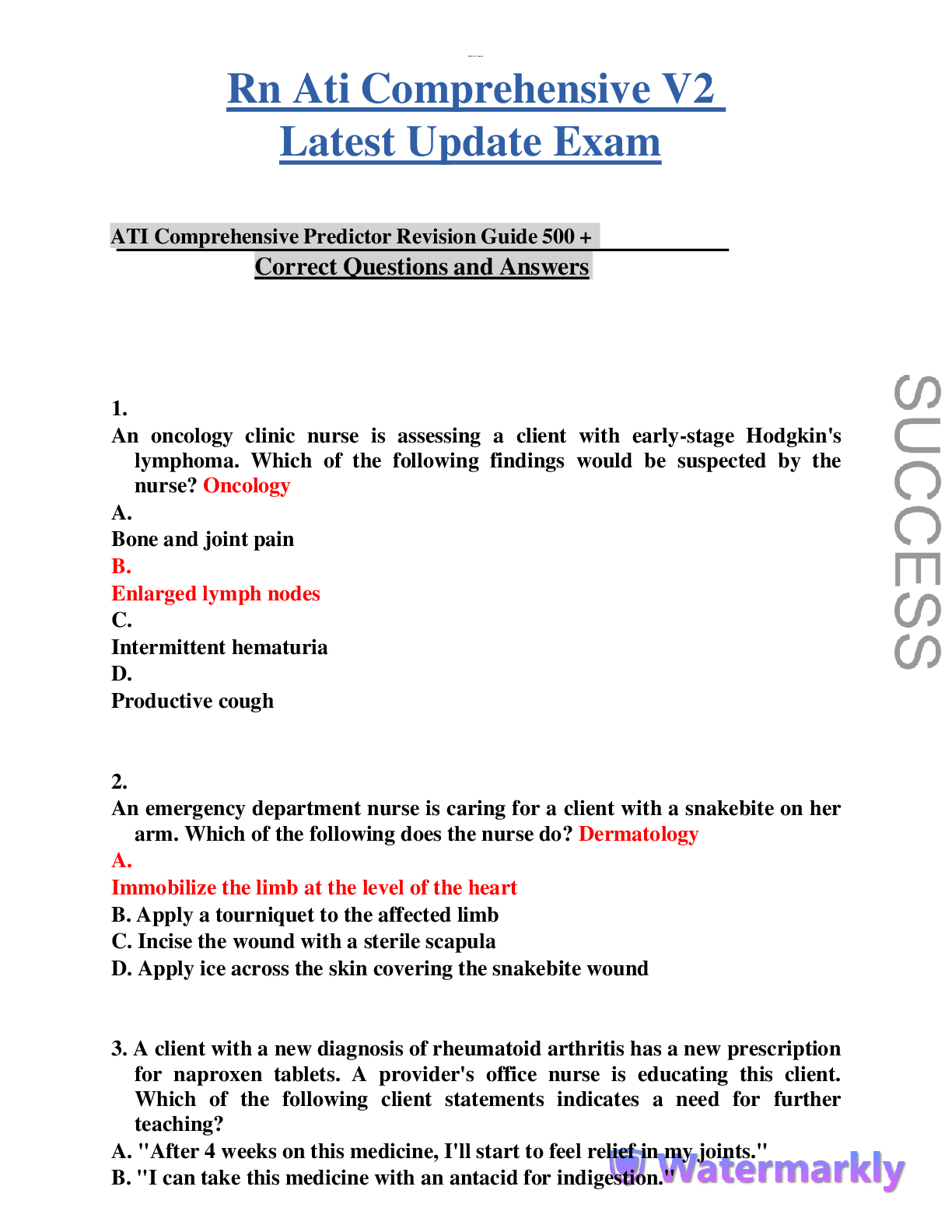 Preview image for ATI Comprehensive Predictor Revision Guide 500 +   Correct Questions and Answers