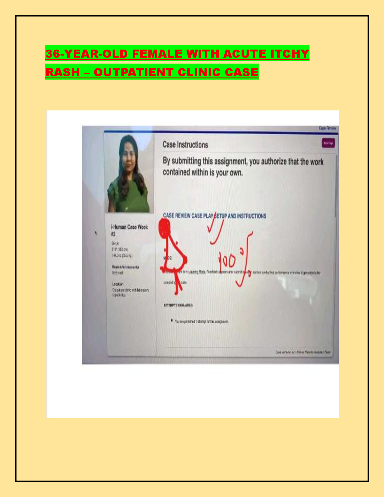 Preview image for 36-YEAR-OLD FEMALE WITH ACUTE ITCHY RASH – OUTPATIENT CLINIC CASE