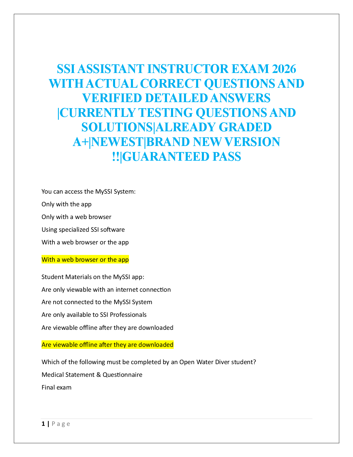 Preview image for SSI ASSISTANT INSTRUCTOR EXAM 2026