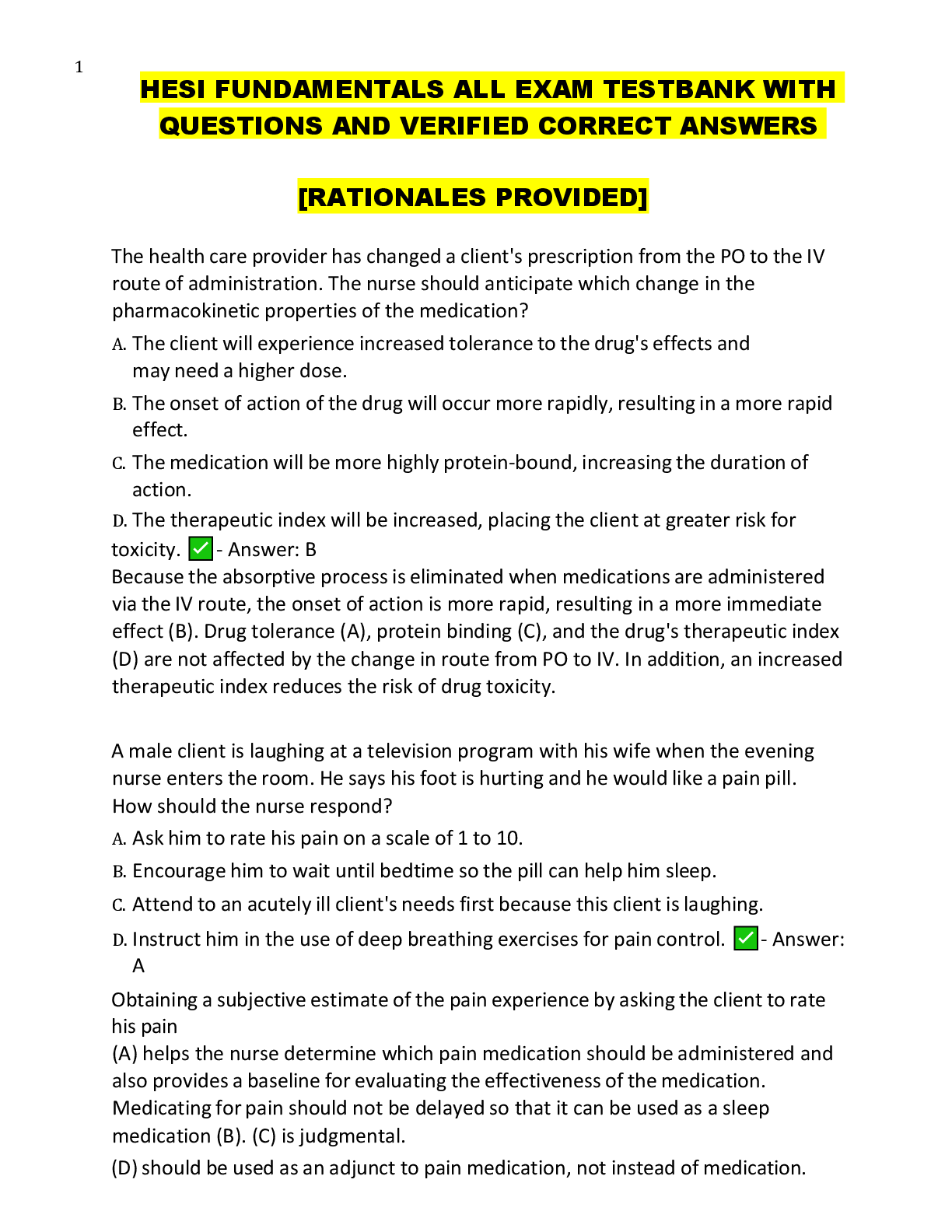 Preview image for HESI FUNDAMENTALS ALL EXAM TESTBANK WITH  QUESTIONS AND VERIFIED CORRECT ANSWERS