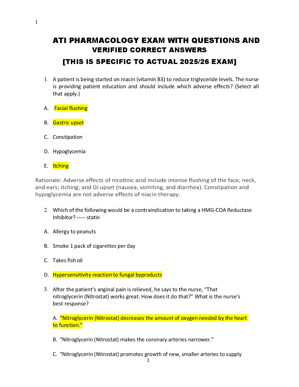 Preview image for ATI PHARMACOLOGY EXAM WITH QUESTIONS AND VERIFIED CORRECT ANSWERS [THIS IS SPECIFIC TO ACTUAL 2025/26 EXAM]