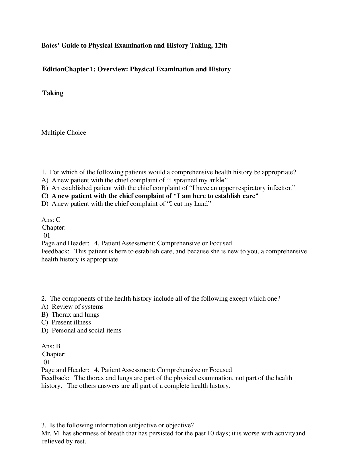 Preview image for Bates’ IGuideItoIPhysical IExaminationIandIHistoryITaking, I12th IEditionIChapterI1: IOverview: IPhysical IExaminationIandIHistory