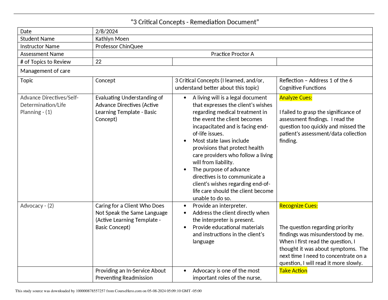 Preview image for Leadership practice 3 Critical Concepts - Remediation Document 2024