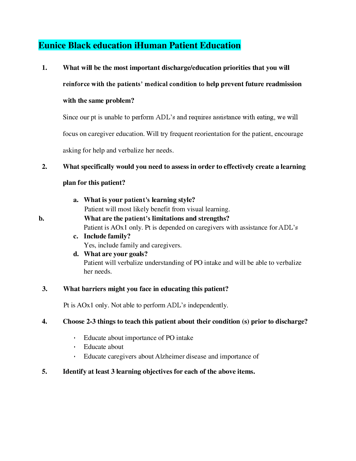 Preview image for Eunice Black education iHuman Patient Education