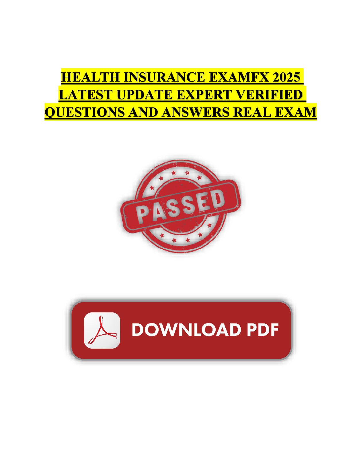 Preview image for HEALTH INSURANCE EXAMFX 2025 || LATEST UPDATE EXPERT VERIFIED || QUESTIONS AND ANSWERS REAL EXAM