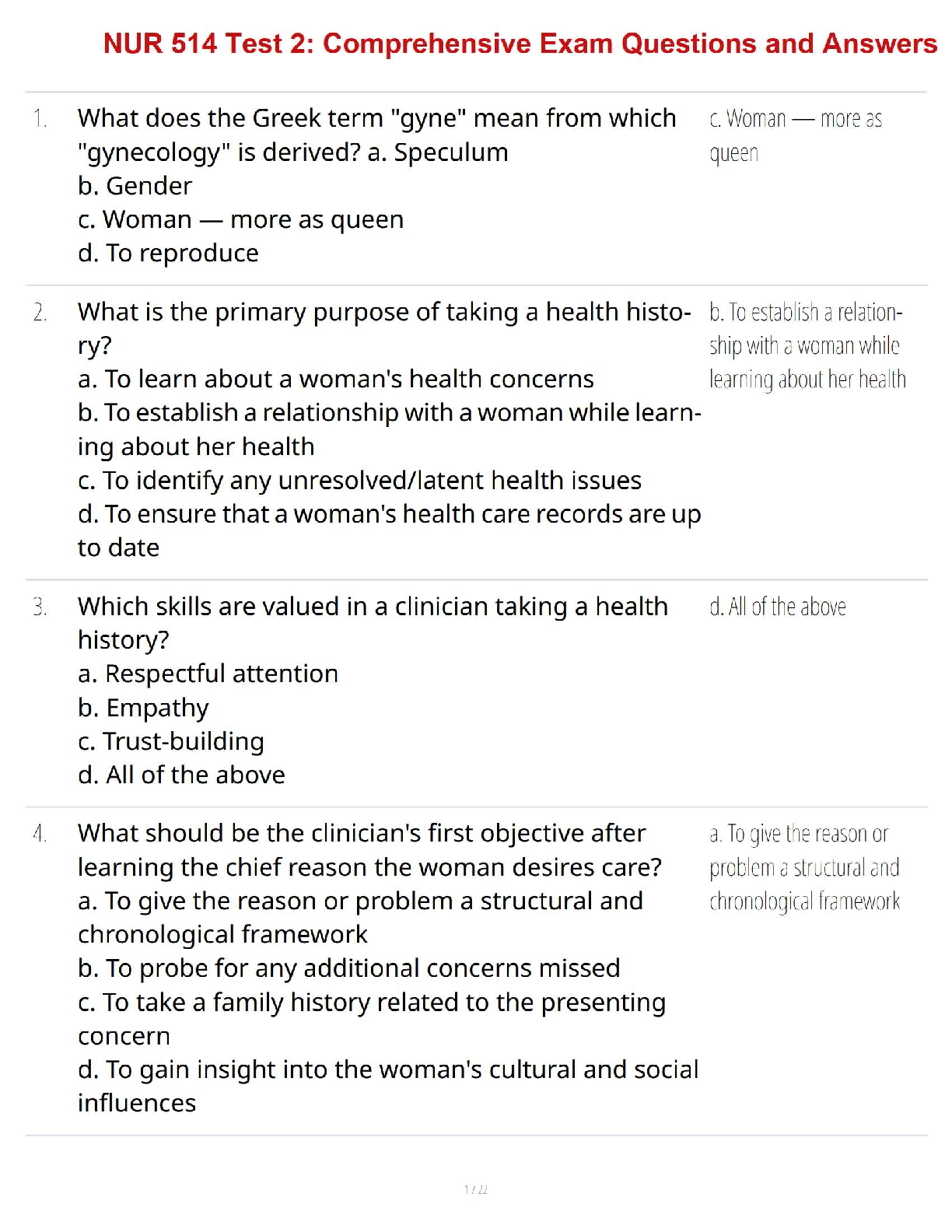 NUR 514 Test 2: Comprehensive Exam Questions and Answers