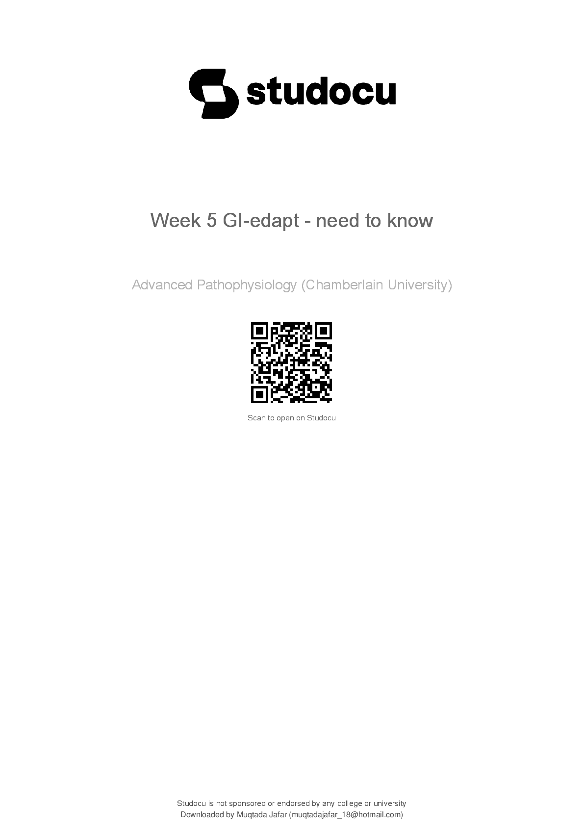 Preview image for NR 507 EDAPT Week 5 Alterations in the Gastrointestinal System! RATED A+