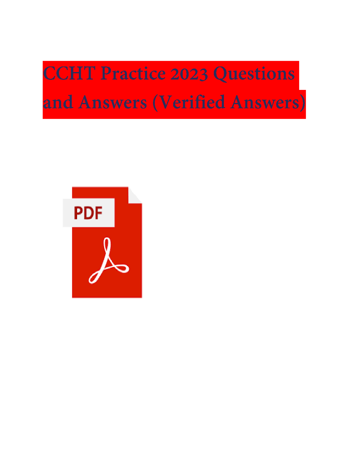 Preview of CCHT Practice 2025 Questions and Answers (Verified Answers)