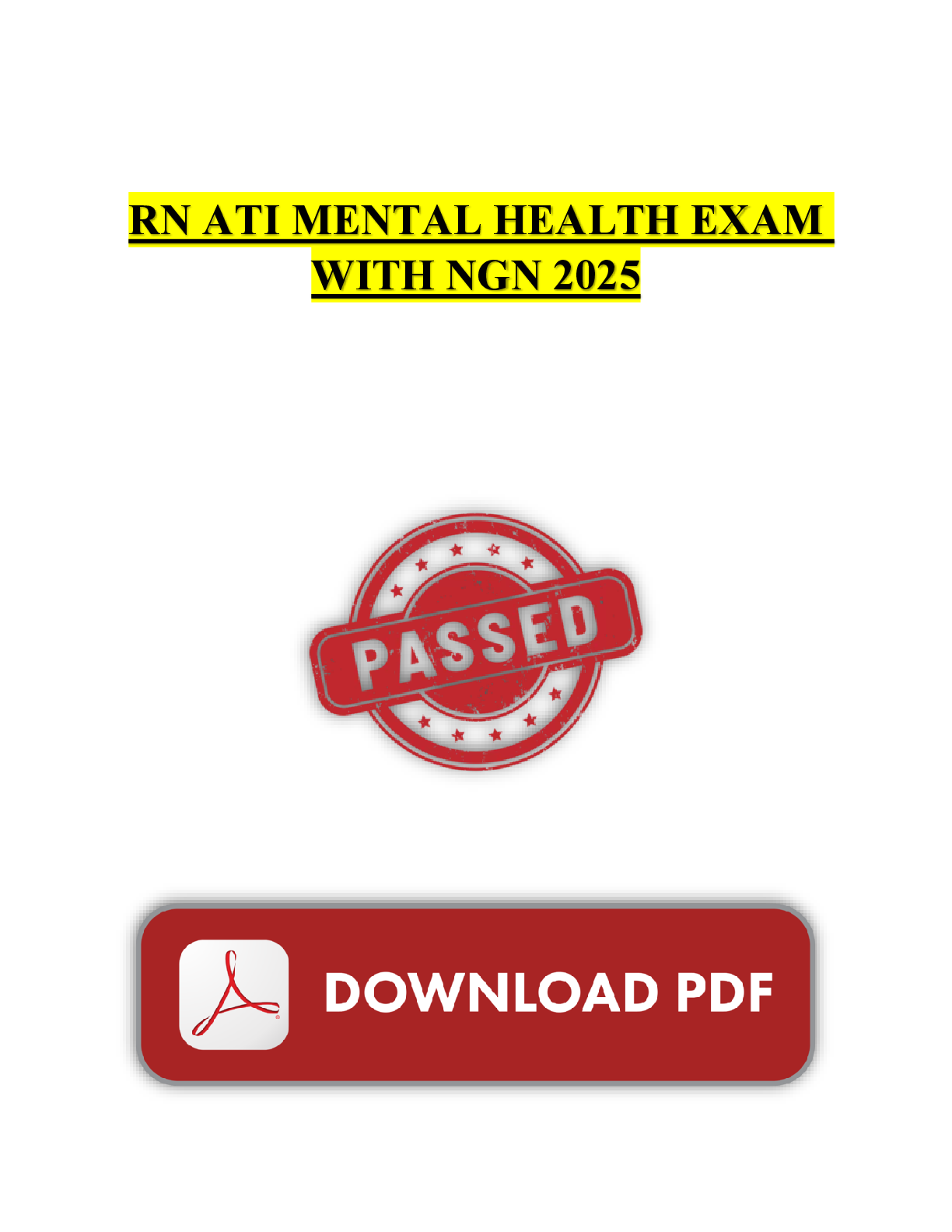 Preview image for ATI RN MENTAL HEALTH EXAM WITH NGN || Latest verified version 2025