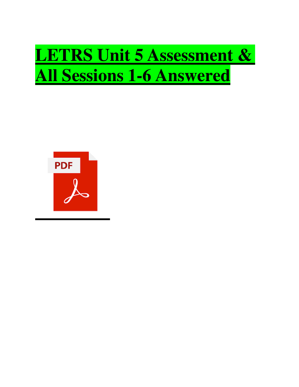 Preview of LETRS Unit 5 Assessment Questions and Answers (2024 / 2025) (Verified Answers)