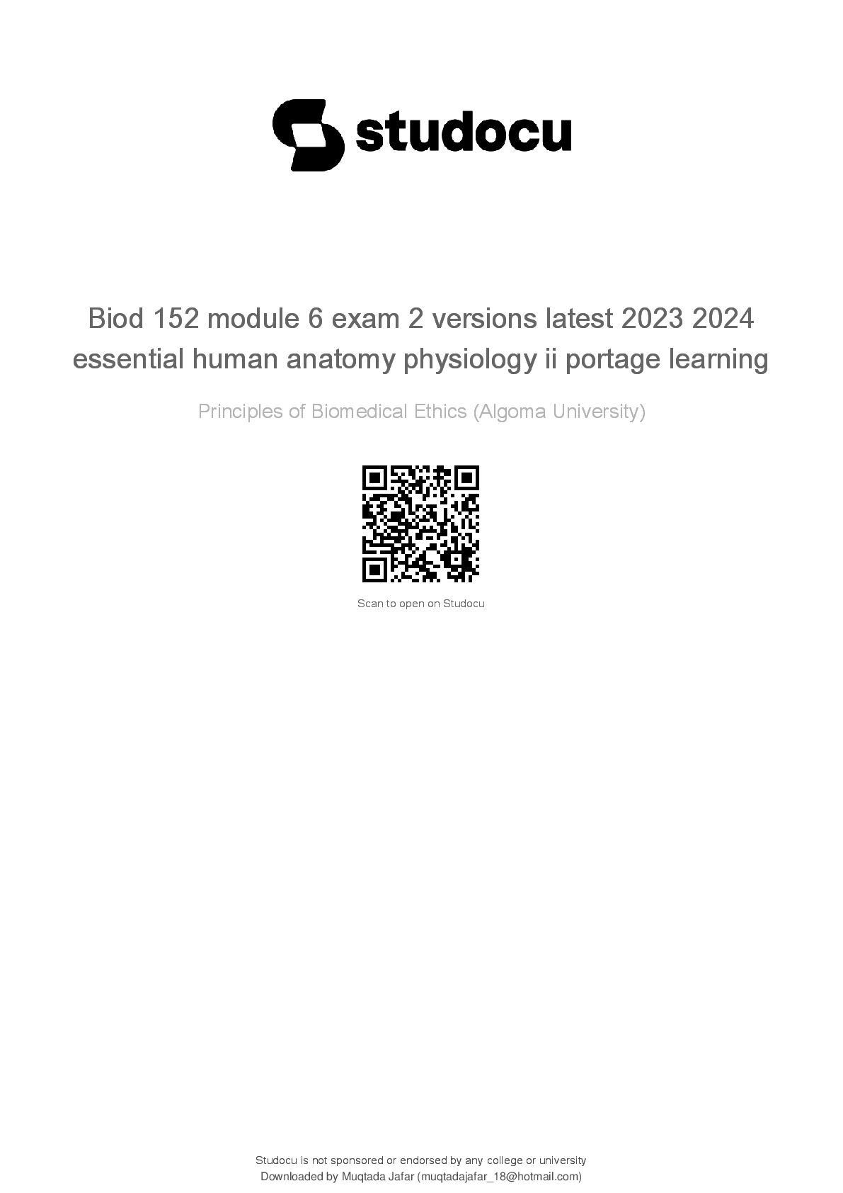 Preview image for BIOD 152 Module 6 Exam 2 Versions Latest 2024! 100% CORRECT ANSWERS