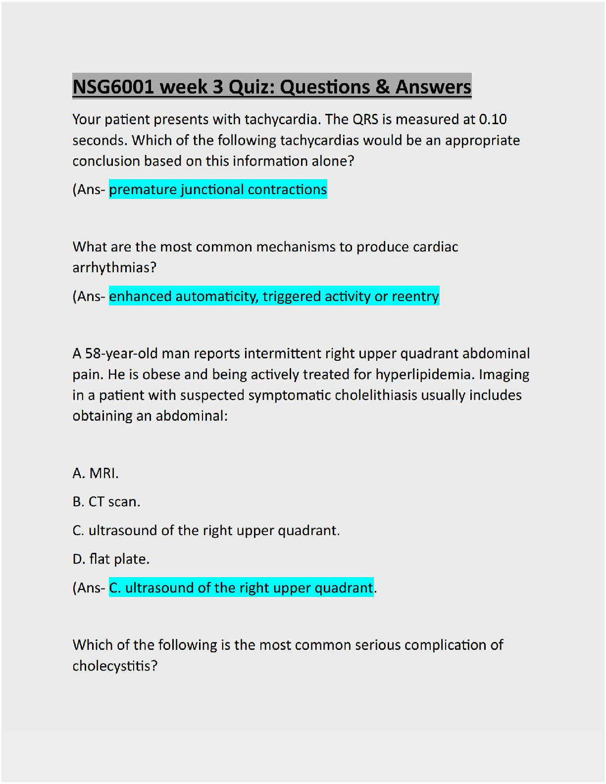 Preview image for NSG6001 week 3 Quiz: Questions & Answers: Guaranteed A+ Solution