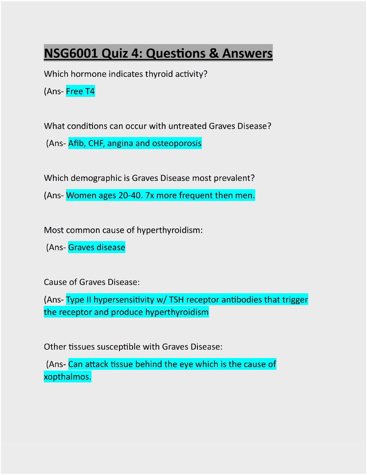 Preview image for Quiz 4)NSG6001 Quiz 4:100% Verified  Questions & Answers: Lates Updated