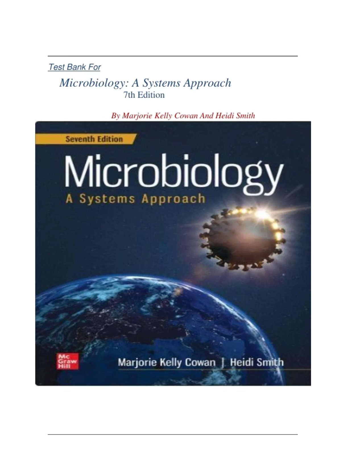Preview image for Test Bank for Microbiology - A Systems Approach, 7th Edition by Marjorie Kelly Cowan, All Chapters 1-25 LATEST