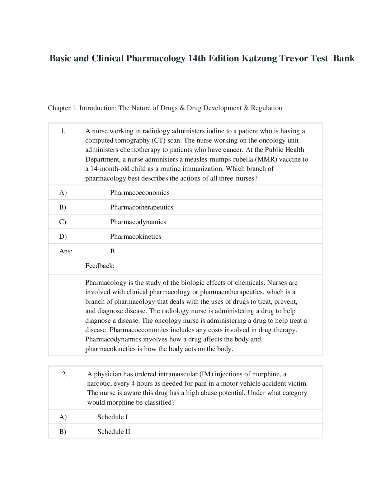 Preview image for Basic and Clinical Pharmacology 14th Edition Katzung Trevor Test Bank