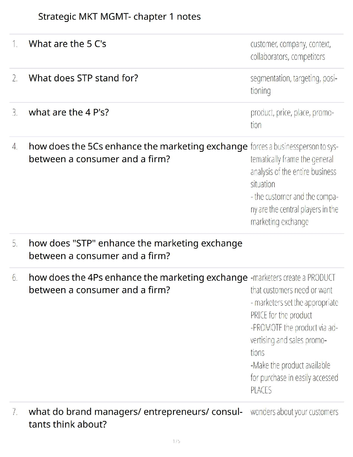 Strategic MKT MGMT- chapter 1 notes