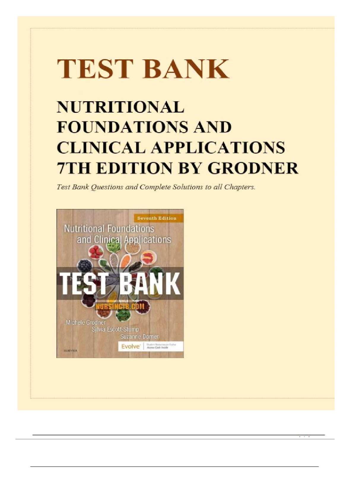 Preview image for TEST BANK FOR Nutritional Foundations and Clinical Applications: A Nursing Approach 7th Edition Author: Michele Grodner, Sylvia Escott-Stump, Suzanne Dorner.