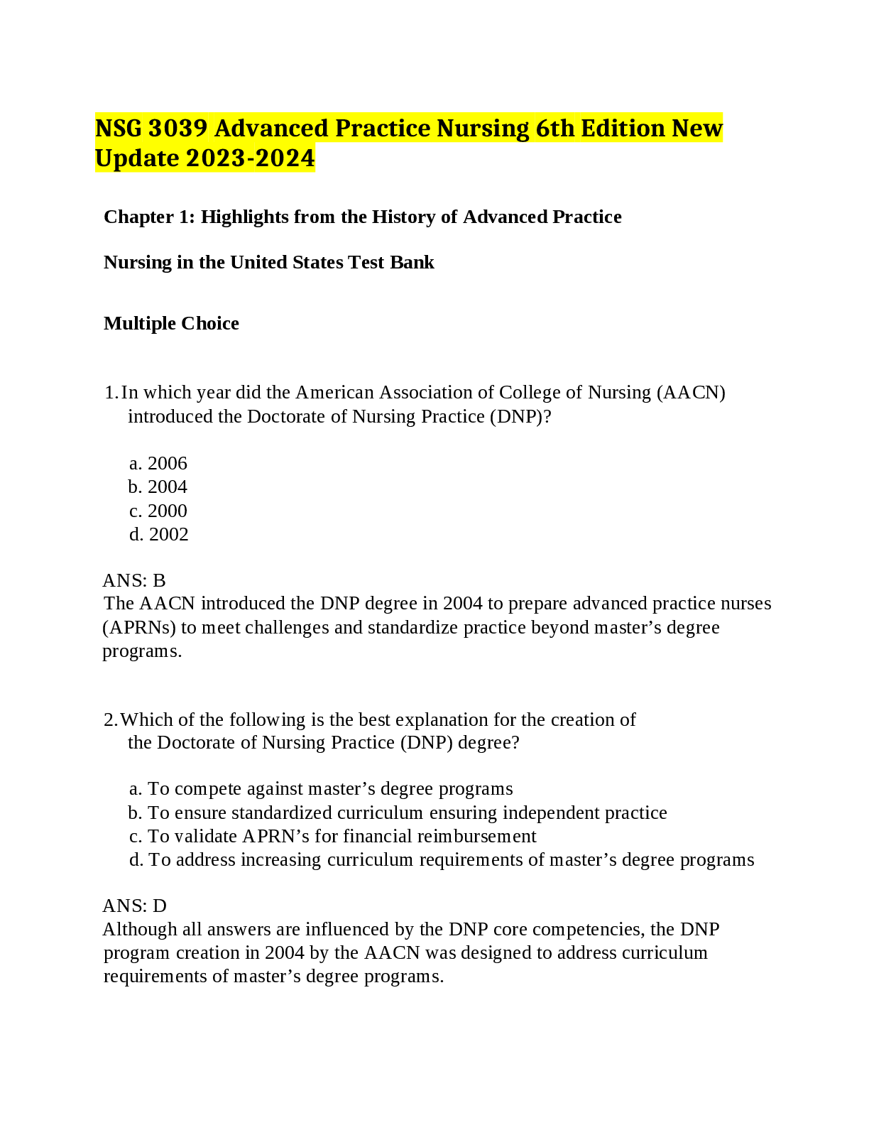 Preview image for NSG 3039 Advanced Practice Nursing 6th Edition New Update