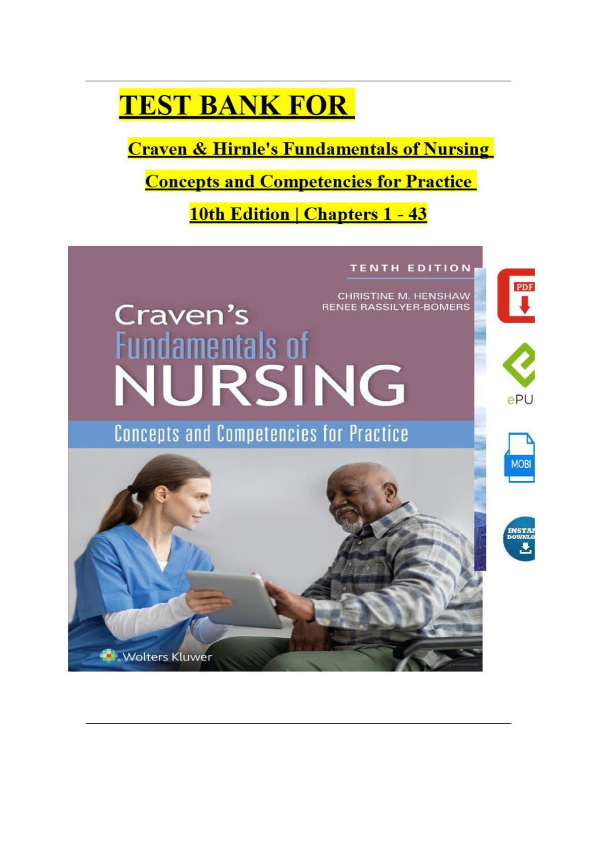 Preview image for TEST BANK FOR NURSING RESEARCH METHODS AND CRITICAL APPRAISAL FOR EVIDENCE-BASED PRACTICE 10TH EDITION BY GERI LOBIONDO-WOOD, AND JUDITH HABER
