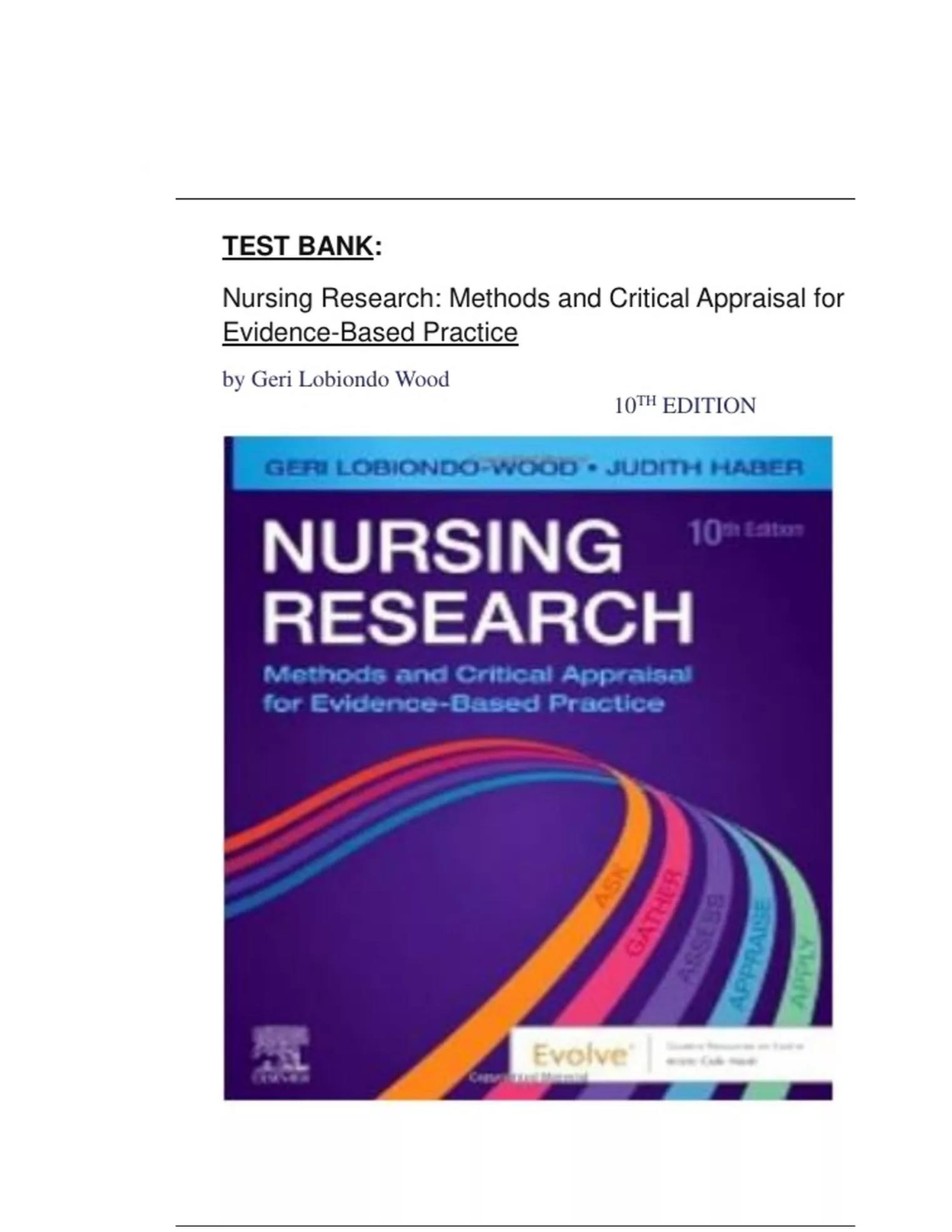 Preview image for TEST BANK FOR NURSING RESEARCH METHODS AND CRITICAL APPRAISAL FOR EVIDENCE-BASED PRACTICE 10TH EDITION BY GERI LOBIONDO-WOOD, AND JUDITH HABER
