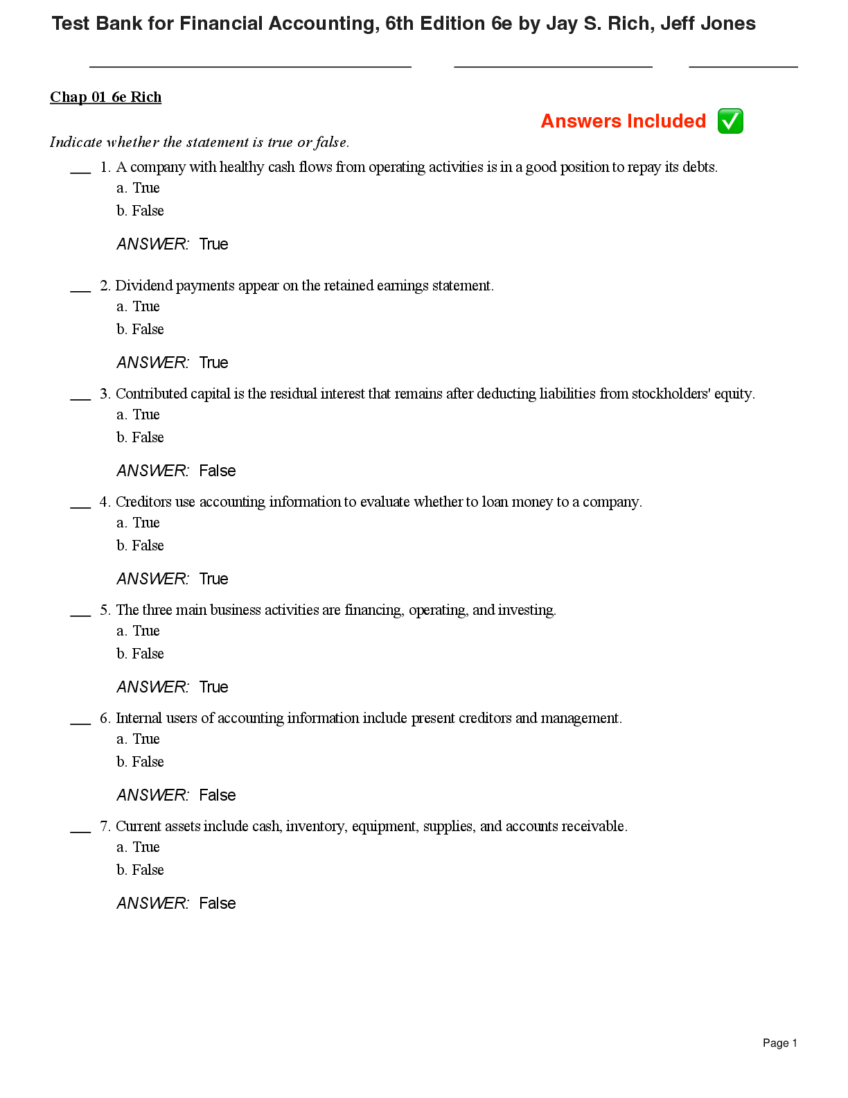 Preview image for Test Bank for Financial Accounting, 6th Edition 6e by Jay S. Rich, Jeff Jones