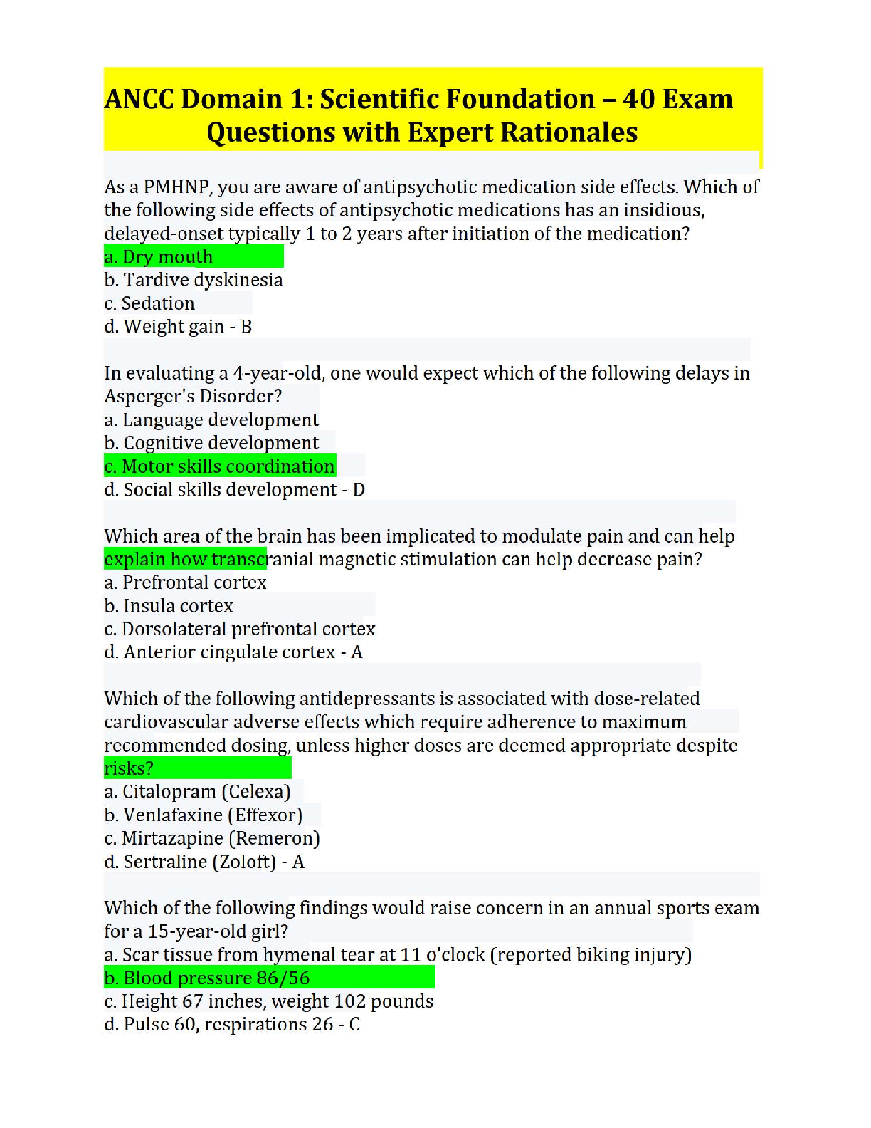 ANCC Domain 1: Scientific Foundation – 40 Questions with Rationales