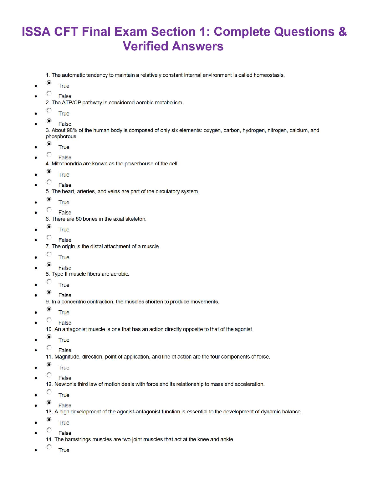 ISSA CFT Final Exam Section 1: Complete Questions & Verified Answers