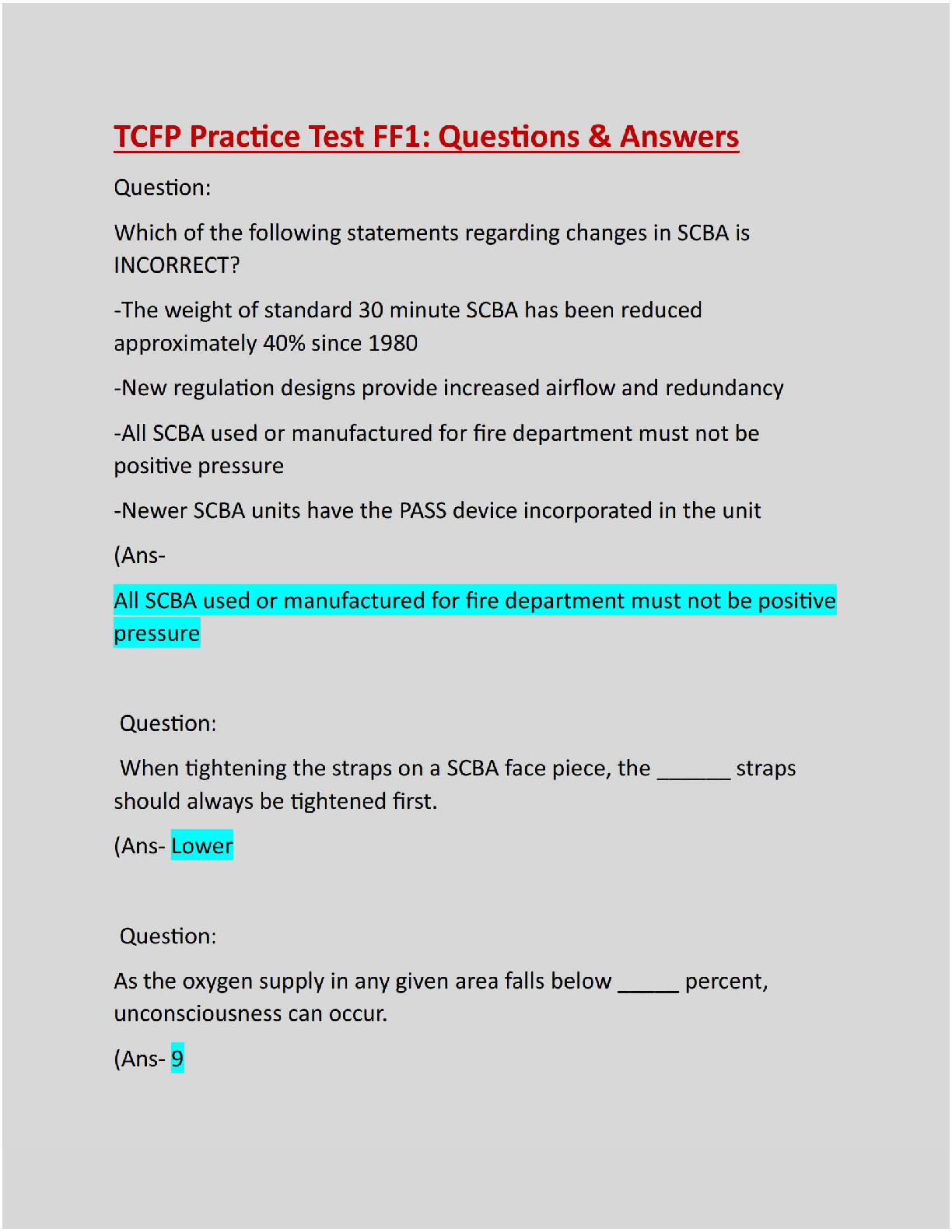 Preview image for TCFP Practice Test FF1: Questions & Answers