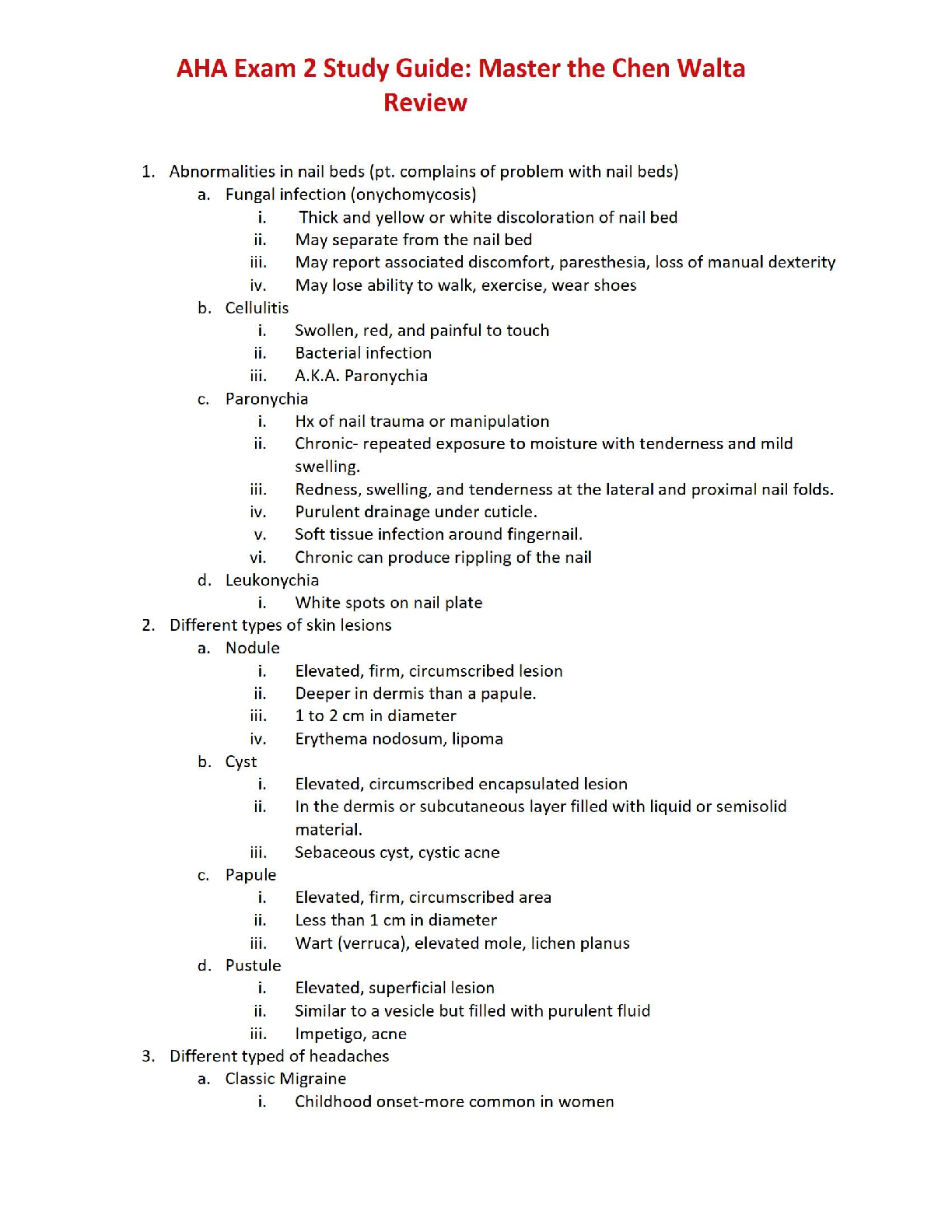 AHA Exam 2 Study Guide: Master the Chen Walta Review