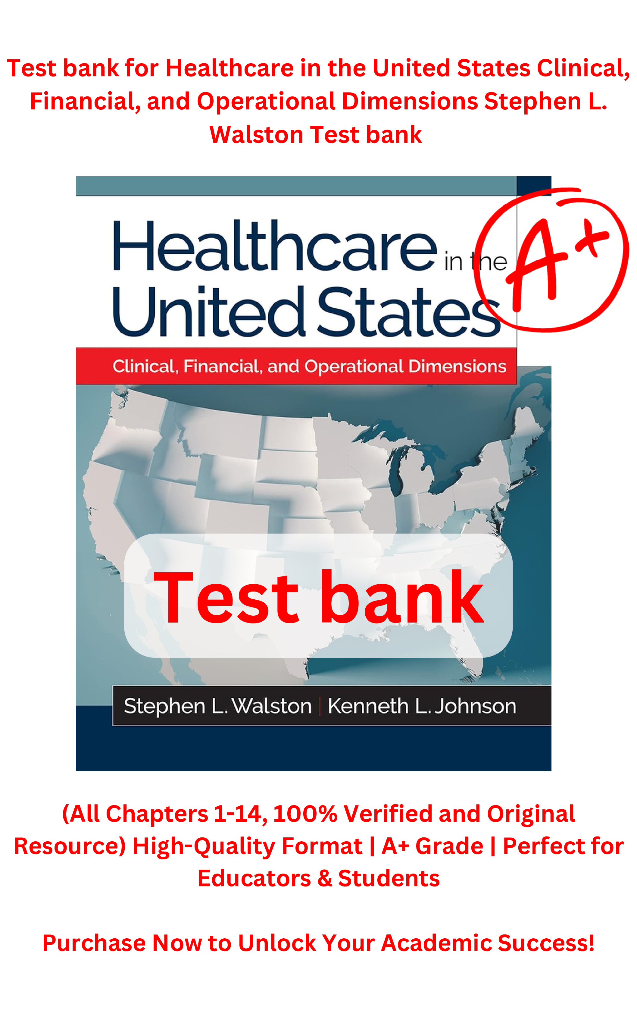 Preview image for Healthcare in the United States Clinical, Financial, and Operational Dimensions Stephen L. Walston Test bank