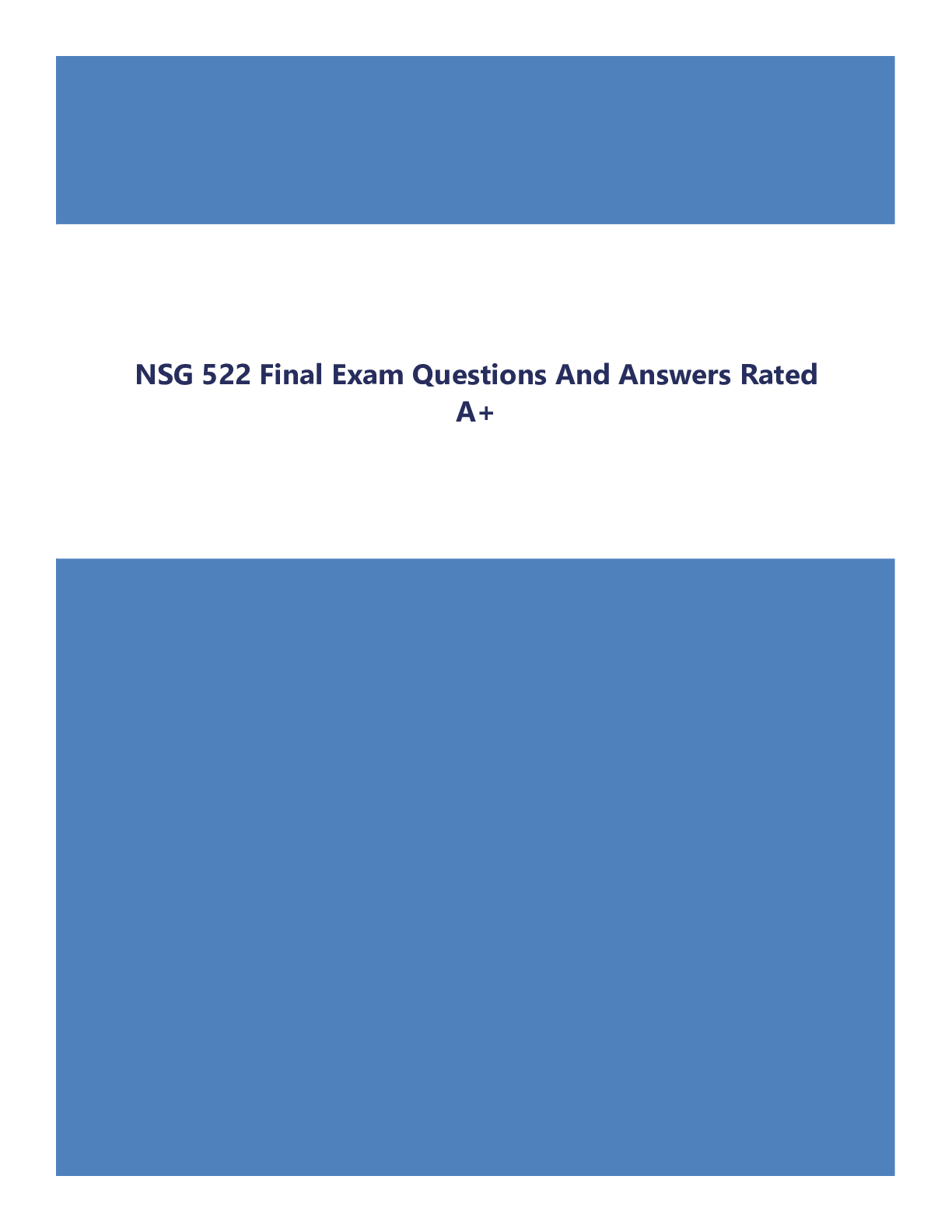NSG 522 Final Exam Questions And Answers Rated A+