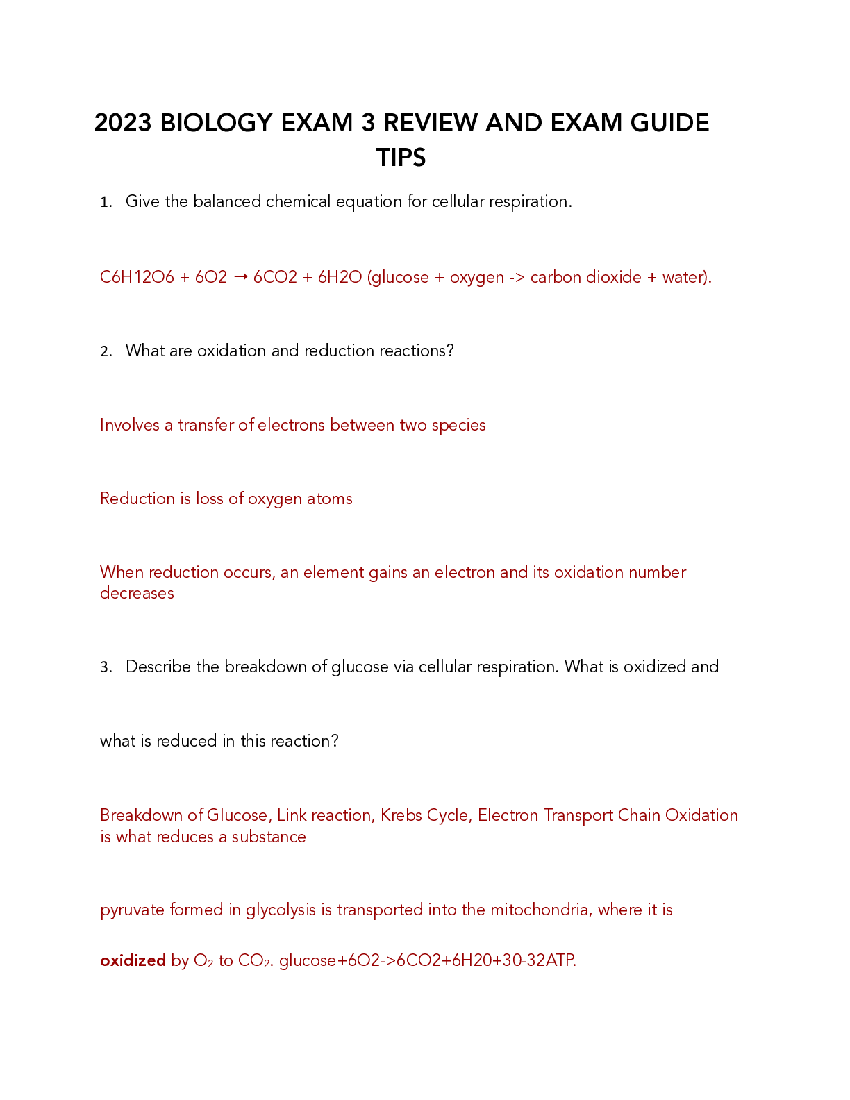 2023 BIOLOGY EXAM 3 REVIEW AND EXAM GUIDE TIPS Scholarfriends