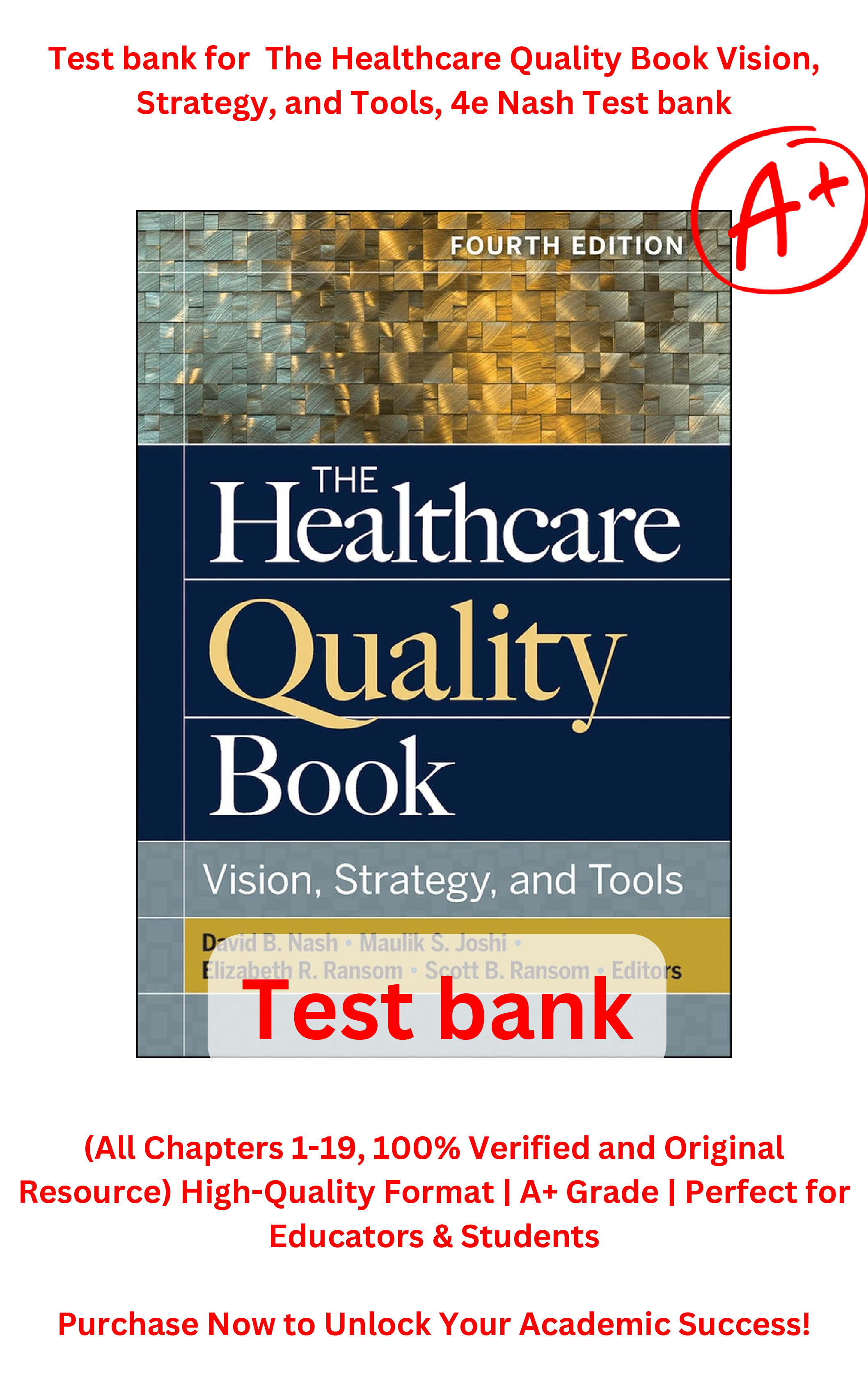 Preview image for The Healthcare Quality Book Vision, Strategy, and Tools, 4e Nash Test bank
