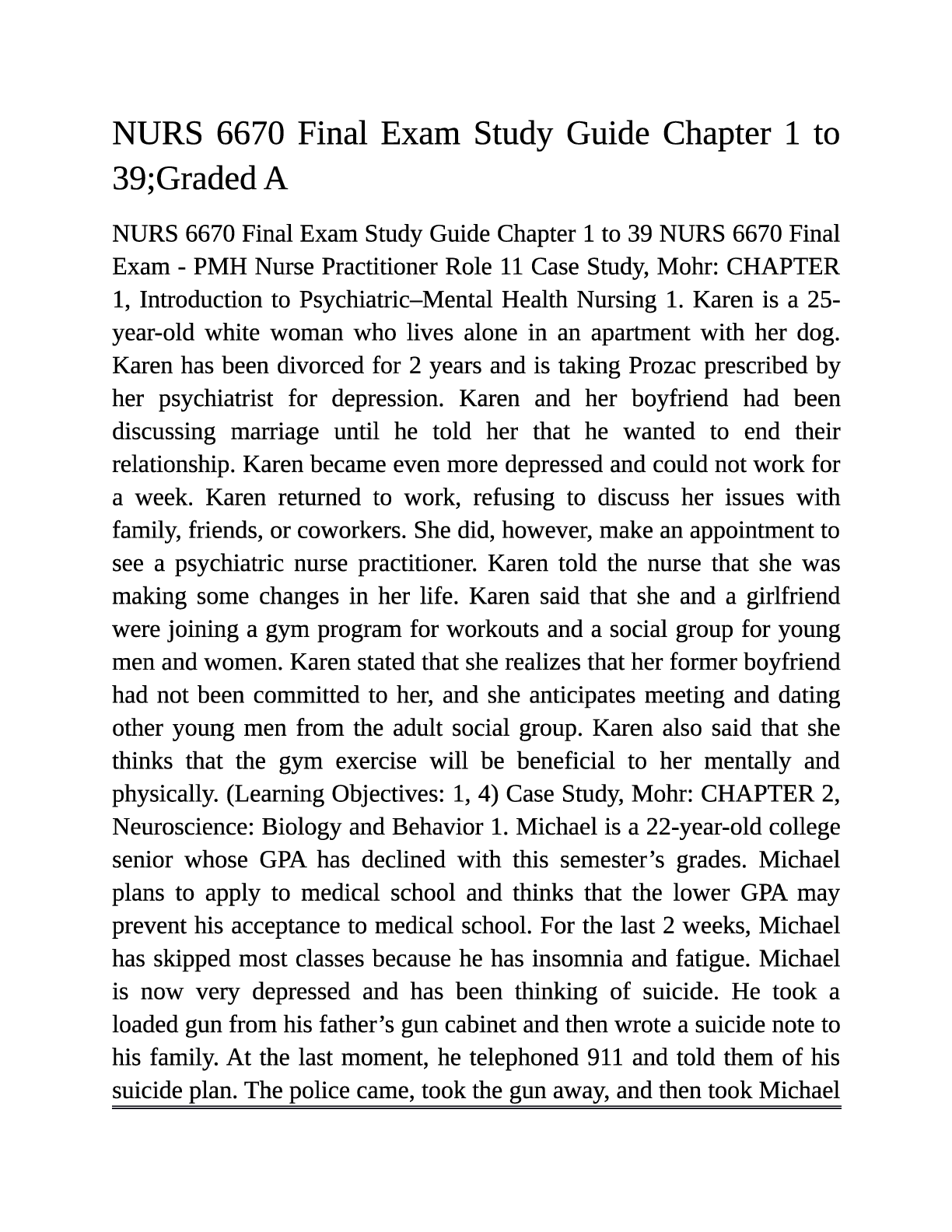 Preview image for NURS 6670 Final Exam Study Guide Chapter 1 to 39; Graded A