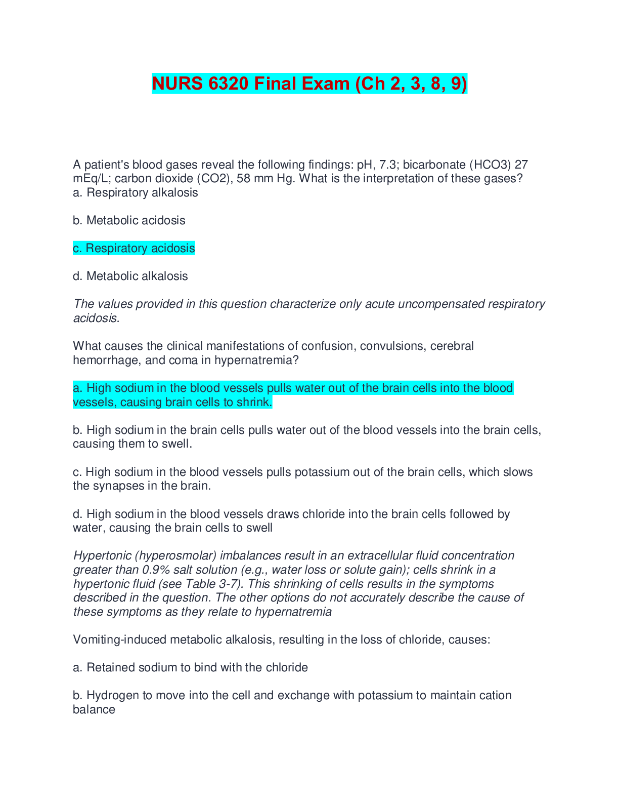 Preview of NURS 6320 Final Exam (Ch 2, 3, 8, 9) | Answered with Rationales