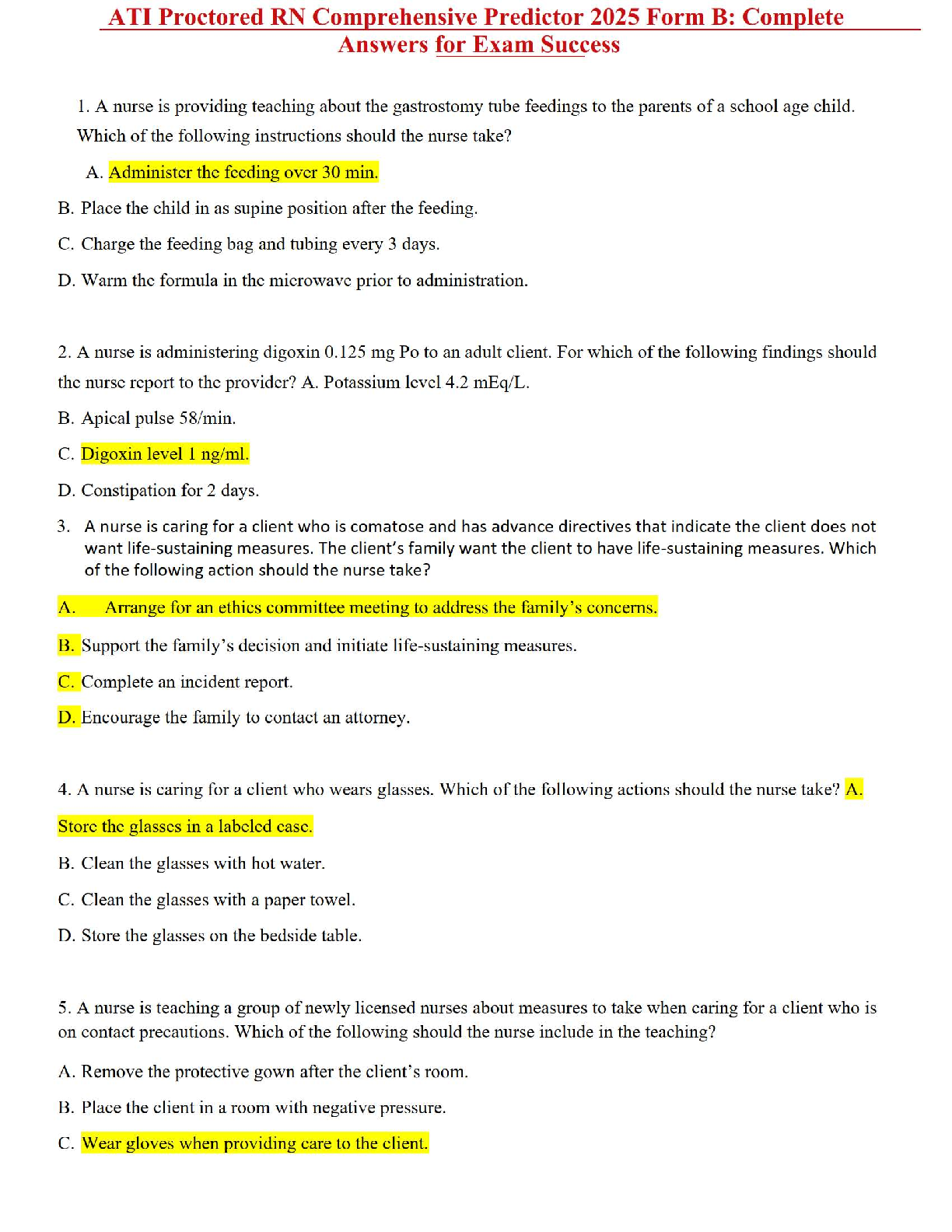 Preview image for ATI RN Comprehensive Predictor Form B: Verified Proctored Exam Answers for Success