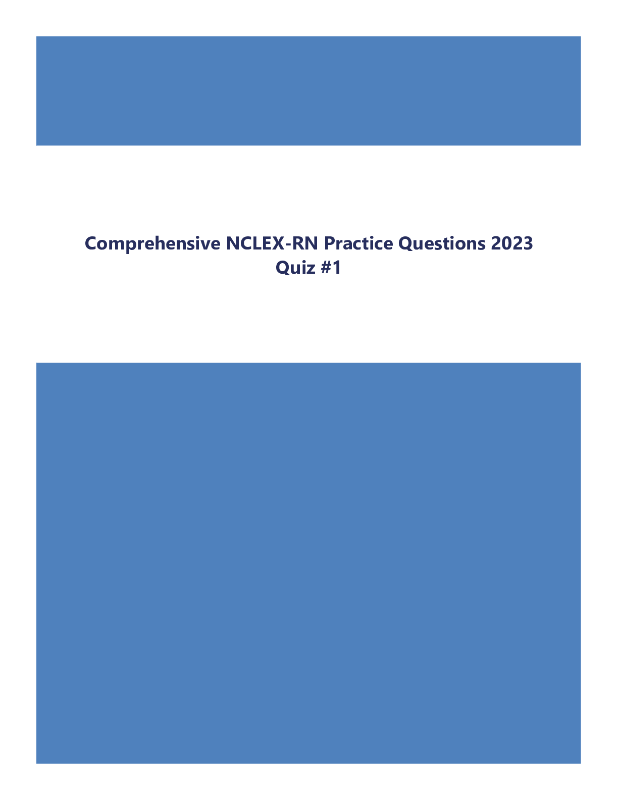 Preview of Comprehensive NCLEX-RN Practice Questions 2023 Quiz #1