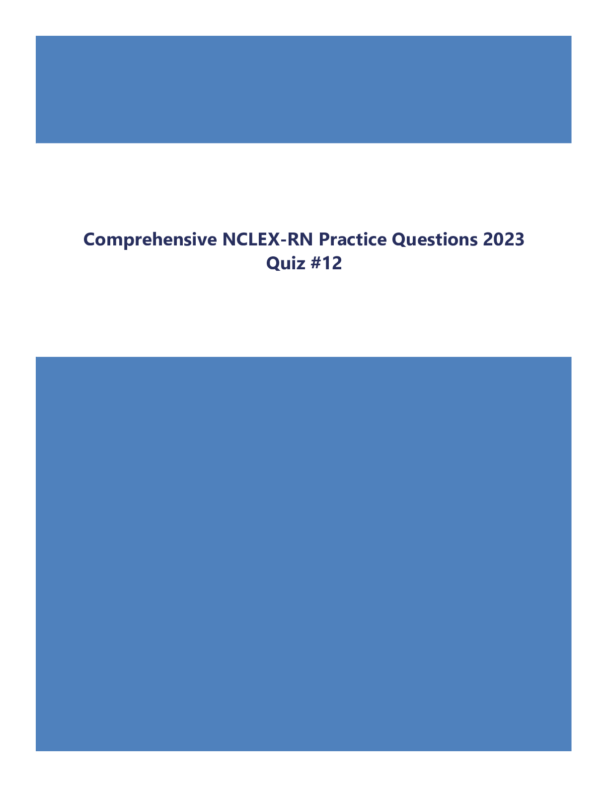 Preview of Comprehensive NCLEX-RN Practice Questions 2023 Quiz #12
